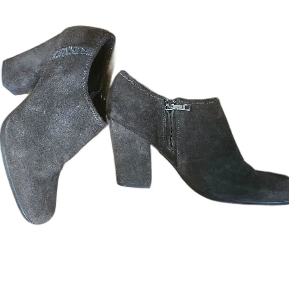 Prada Ankle Boot, side zip Sz 38.5 Milano Brown Suede Leather, 3.75